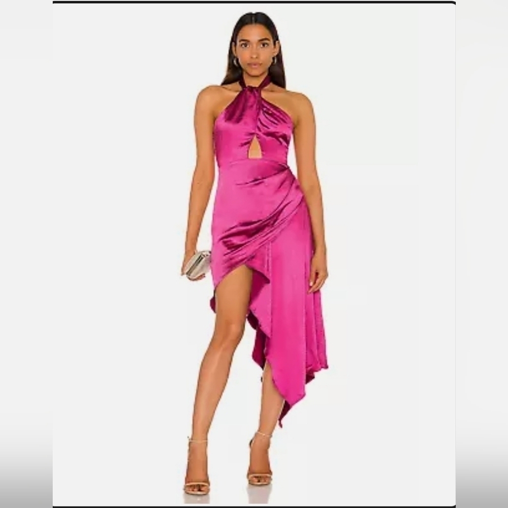 Elliatt X Revolve Caroline Halter Dress In Ruby Satin Size XS NWT